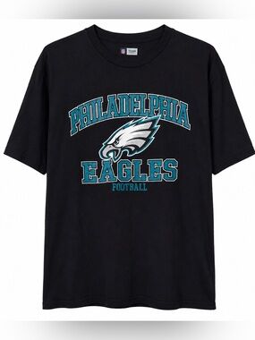 NFL Team Apparel Philadelphia Eagles Football Graphic T-Shirt XL Black Cotton